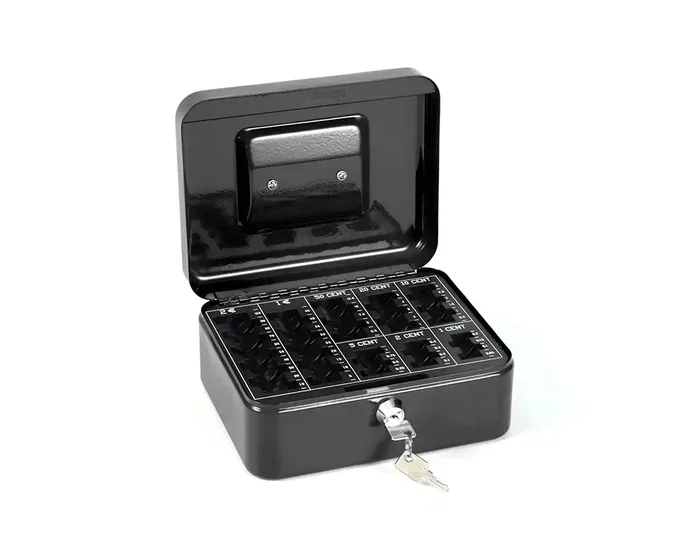 Q-connect Caja Fuertes 8/" 200x160x90 mm Negra con Portamonedas