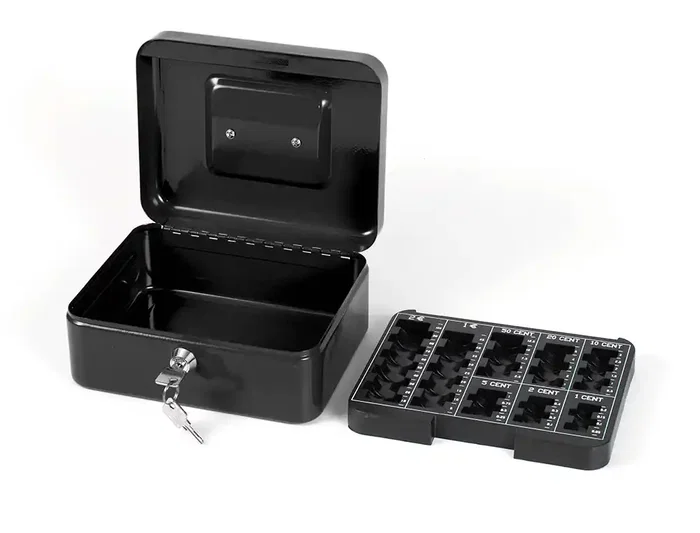 Q-connect Caja Fuertes 8/" 200x160x90 mm Negra con Portamonedas