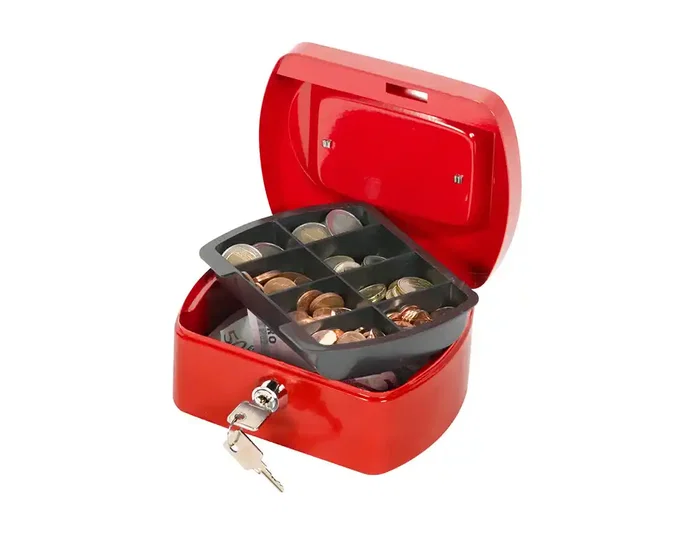 Q-connect Caja Caudales 6" 152x115x80 mm Roja con Portamonedas