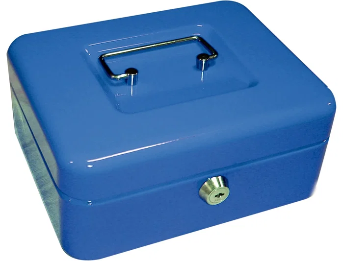 Q-connect Caja de caudales azul 200x160x90 mm con portamonedas