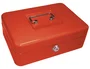 Q-connect Caja caudales 250x180x90 mm roja con portamonedas y clasificador de monedas