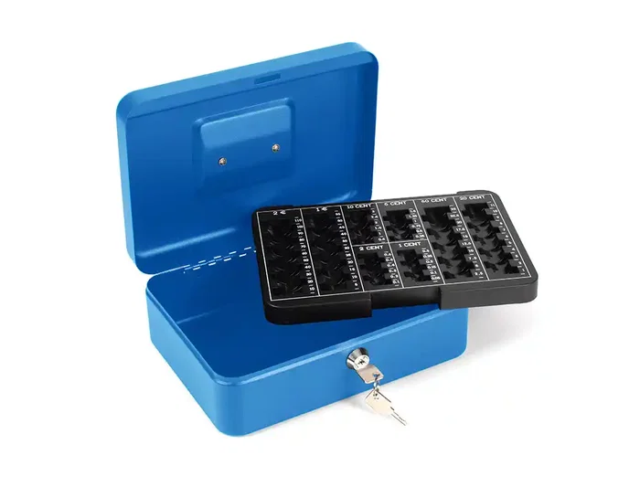 Q-connect Caja caudales 250x180x90 mm Azul con portamonedas