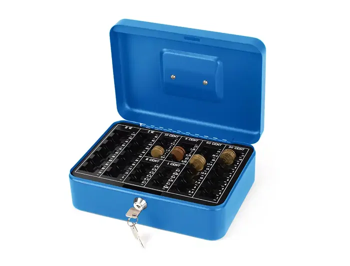 Q-connect Caja caudales 250x180x90 mm Azul con portamonedas