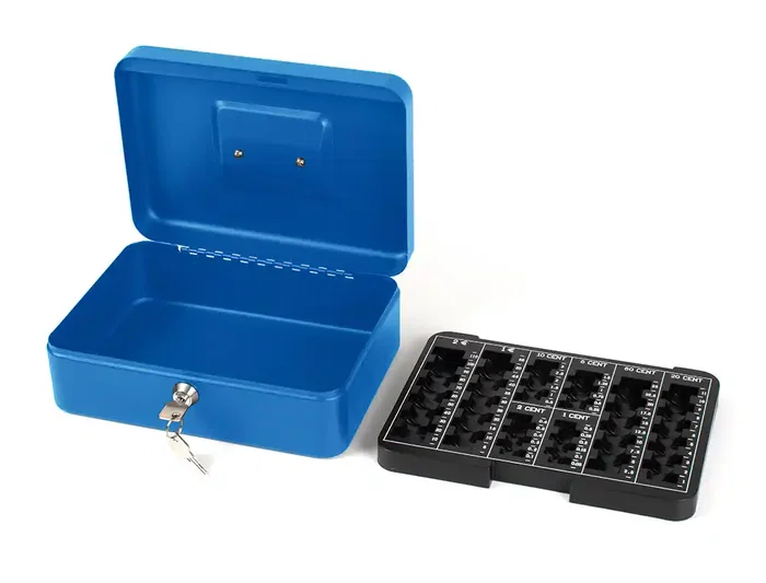 Q-connect Caja caudales 250x180x90 mm Azul con portamonedas