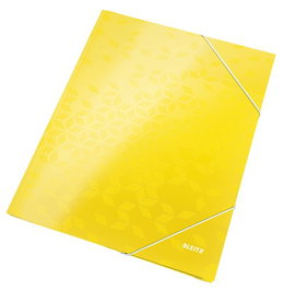 Carpeta De Gomas Y Solapas Leitz Wow Carton Plastificado A4 Amarillo (Set de 10)