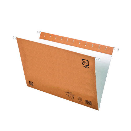 Gio Pack de 25 carpetas colgantes A4 kraft bicolor con visor superior
