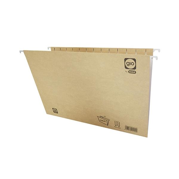 GIO BY ELBA Carpeta colgante kraft bicolor lomo en V con visor superior, Folio GIO BY ELBA Carpeta colgante kraft bicolor lomo en V con visor superior, Folio