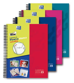 OXFORD Bloc School EU.Book 4 microperforado A4+ cuadrícula 5x5, 120 hojas, set de 5 unidades surtidas