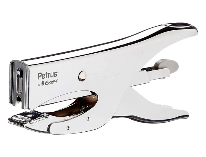 Petrus Grapadora de Tenaza 222 Metálica Cromada, Capacidad 40 Hojas, Grapas 22/6-8 y 24/6-8