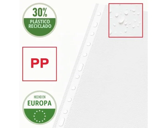 Esselte Fundas A4 Piel de Naranja 80 Micras 16 Taladros Caja de 100