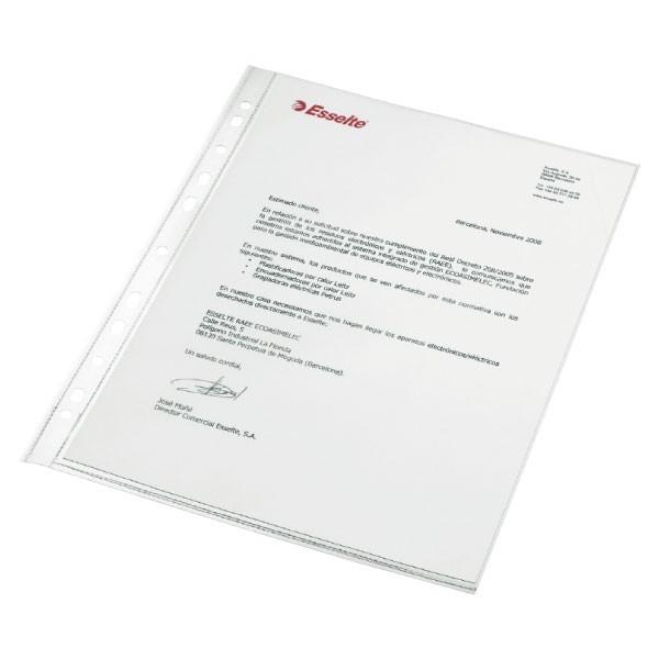 Esselte Fundas de Polipropileno Cristal 80 Micras 16 Taladros Folio