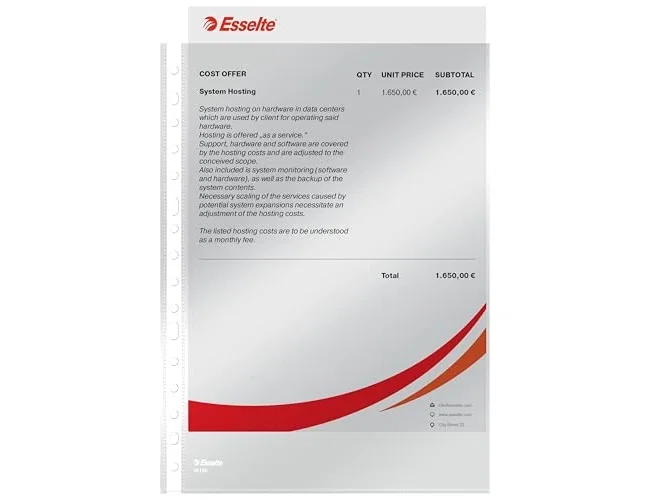 Esselte Fundas de Polipropileno Cristal 80 Micras para Folio, 16 Taladros