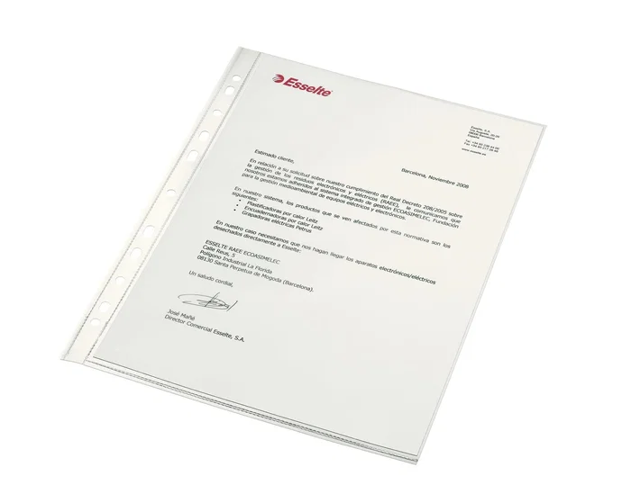 Esselte Fundas Portadocumentos A4 11 Taladros Cristal Liso 80µ