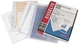 Esselte Funda PP Cristal A4 con 11 Taladros - Paquete de 100 Unidades