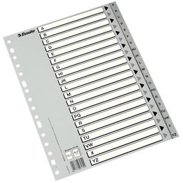 Esselte Separador Multitaladro Polipropileno Folio Gris Con Carátula Índice Cartón Blanco - Negro
