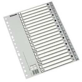 Indice Esselte Pp Alfabetico A4 20 Pestañas 16 Taladros Gris (Set de 36)