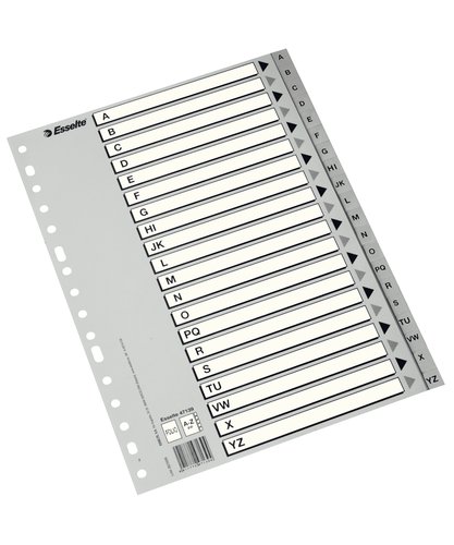 Esselte Separadores de Abecedario Multitaladro A4 Gris Esselte Separadores de Abecedario Multitaladro A4 Gris
