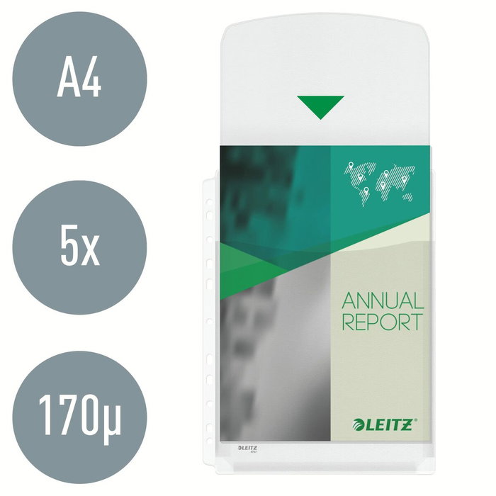 Leitz Fundas Multitaladro con Fuelle y Solapa A4 Pack de 5