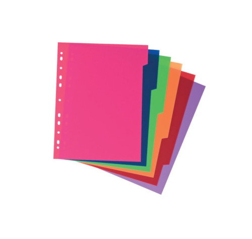 Carchivo Separadores A4 de 6 Posiciones Multicolor Extra Rígidos