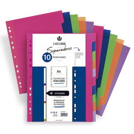 Carchivo Separadores 10 Posiciones A4 PP Extra Fuerte Fashion Colores