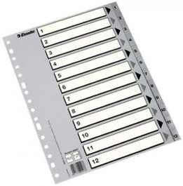 Esselte Índice Numérico 1-12 Gris Tamaño Folio