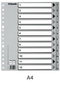 Esselte Pack de 50 índices numéricos 1-12, multitaladro, A4, gris