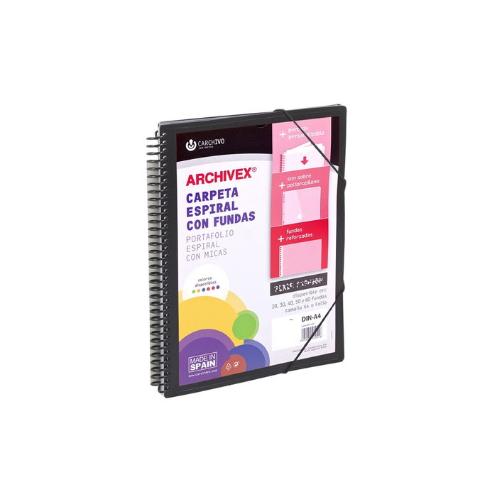 Carchivo Archivex-Star Archivador Personalizable A4 con 20 Fundas Negro