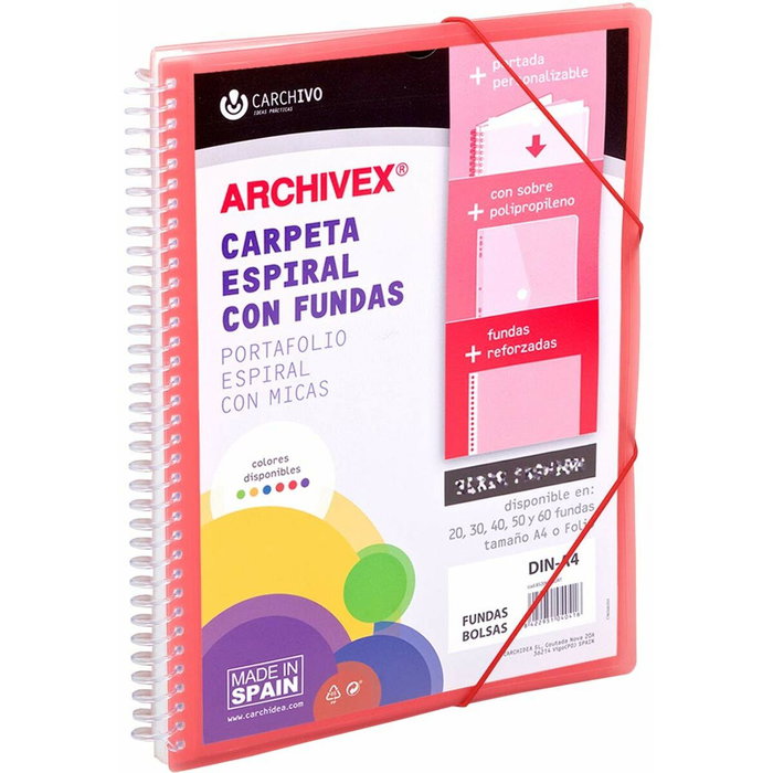 Carchivo ARCHIVEX-STAR Carpeta Personalizable A4 con 20 Fundas Rojo