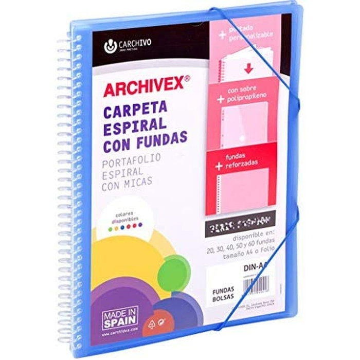 Carchivo Archivex-Star Canguro Personalizable A4 Azul con 30 Fundas
