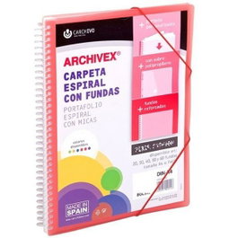 Carchivo Carpeta de Fundas ARCHIVEX STAR con Espiral y 30 Fundas A4 Rojo