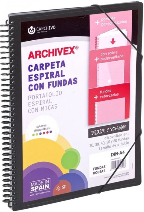 Carchivo ARCHIVEX-STAR Carpeta Personalizable A4 con 40 Fundas Negro