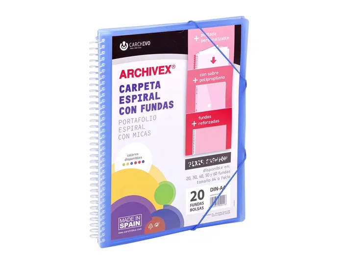 Carchivo Archivex-Star Carpeta con 40 Fundas A4 Azul
