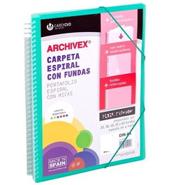 Carchivo Archivex Star Carpeta Con Fundas A4 Espiral C-Gomas Sobre C-Solapa Personalizable Verde