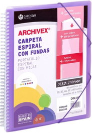 Carchivo Archivex-Star Archivador Personalizable A4 con 40 Fundas PP Espiral Violeta