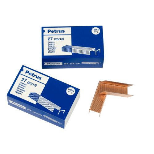 Petrus Grapas Modelo 27 (23/13) Cobreadas - Caja de 1000 Petrus Grapas Modelo 27 (23/13) Cobreadas - Caja de 1000