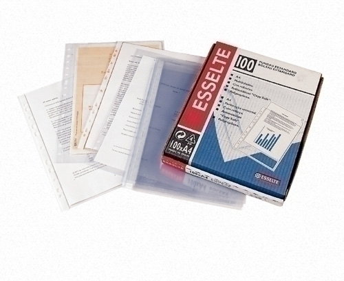 ESSELTE Fundas Perforadas A4 Piel de Naranja 40µ con Refuerzo ESSELTE Fundas Perforadas A4 Piel de Naranja 40µ con Refuerzo