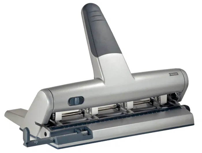 Petrus Taladrador 514 Metálico Color Plata 4 Punzones Móviles Capacidad 30 Hojas