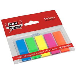 Fixo Marcadores Adhesivos Banderitas Pet 13x43 mm Pack 5 Bloc X 25H C-Surtidos Neón