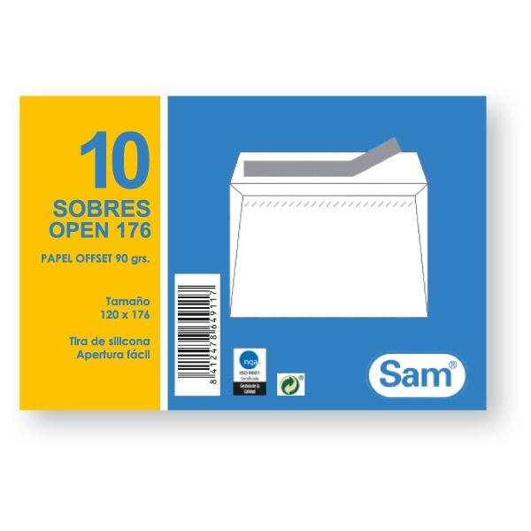 Sam Sobres Comerciales Open-176 Autoadhesivos 120x176 mm Blanco