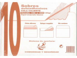 Sam 664930 Paquetes de 10 Sobres Blanco Verjurado 162x229mm 120gr