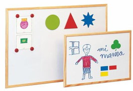 Faibo Pizarra Metálica Blanca Económica 40x60 cm Marco De Madera