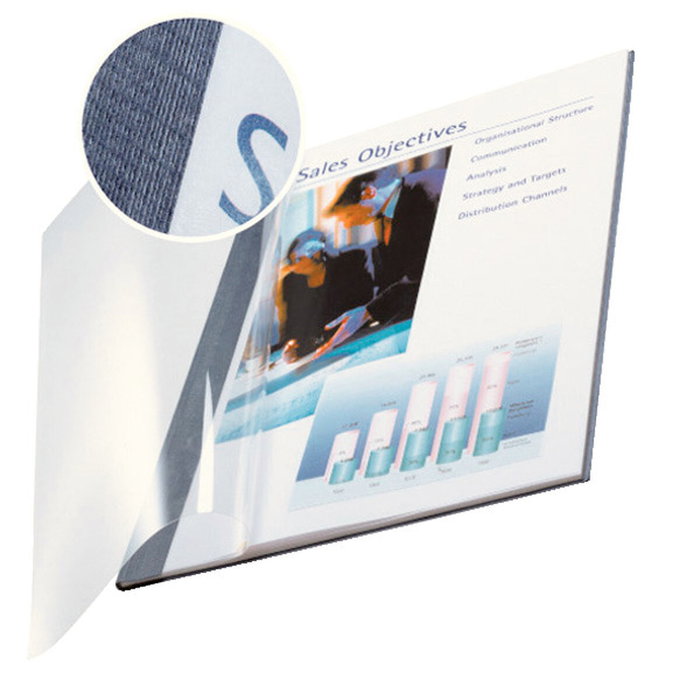 LEITZ impressBIND Tapa A4 Flexible Transparente Azul 10,5 mm Caja de 10 LEITZ impressBIND Tapa A4 Flexible Transparente Azul 10,5 mm Caja de 10