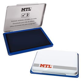Mtl Tampón Metálico para Sellado Nº2 122x84x14 mm con Almohadilla Entintada Azul