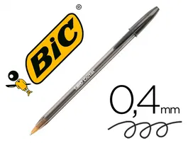 Bic Bolígrafo Cristal Original Tinta Negra Punta 1mm Trazo 0.4mm Cuerpo Transparente Certificado Ecológico NF