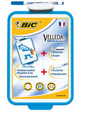 Bic Velleda Pizarra Blanca Portátil 19x26 cm con Marcador y Borrador