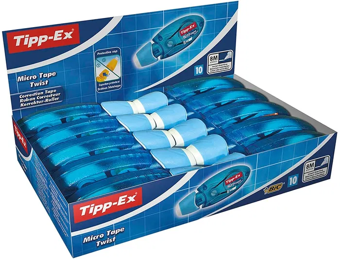 Tipp-ex Correctortipp-ex Micro Tape Twist - Cinta Correctora 5 mm x 8 m, 8 Metros, Cabezal Rotativo, Supercompacto, 30x20x75 mm