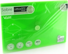 OFFICE BOX Sobre con Cierre Velcro Classic A4+ Apaisado Verde Translúcido