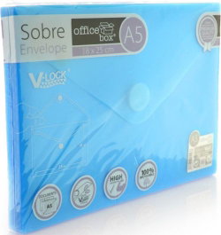 OFFICE BOX Sobre con Cierre Velcro Classic A5 Apaisado Azul Translúcido