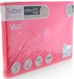 OFFICE BOX Sobres A5 Apaisados con Cierre de Velcro Color Rojo
