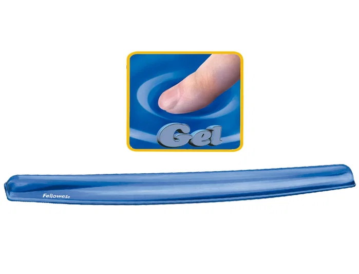 Fellowes Reposamuñecas de gel Crystal para teclado, Azul Fellowes Reposamuñecas de gel Crystal para teclado, Azul